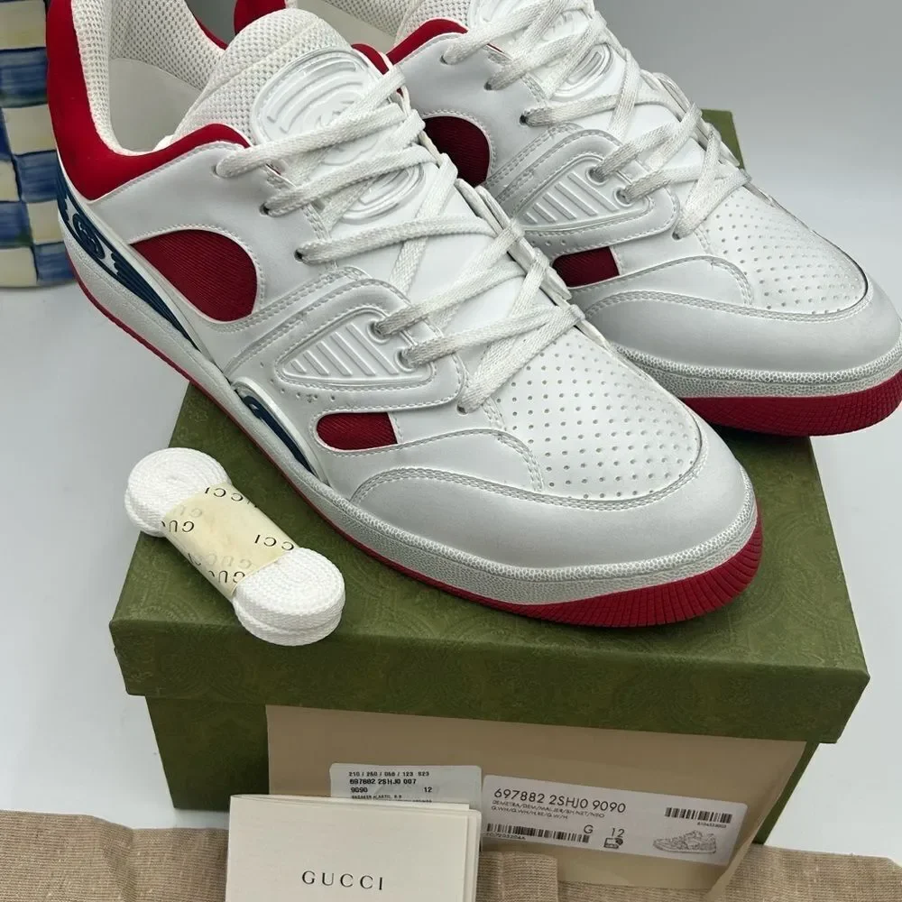 Men’s Gucci, leather low top basket sneakers size 12 made in Italy